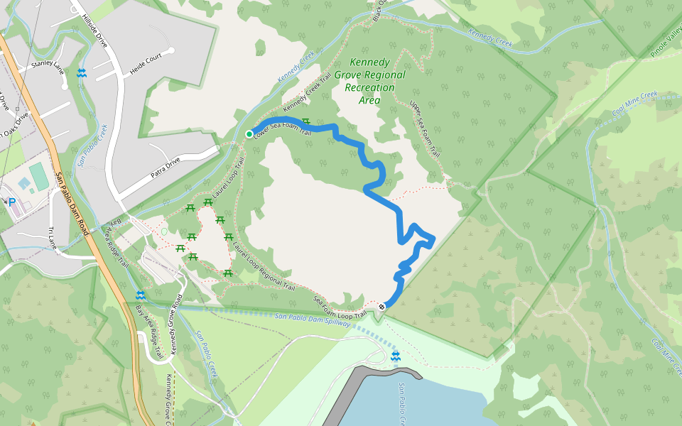 Lower Sea Foam Trail walking route map in El Sobrante