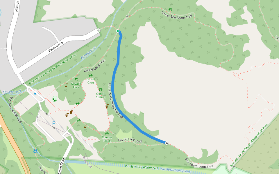 Laurel Loop Regional Trail walking route map in El Sobrante