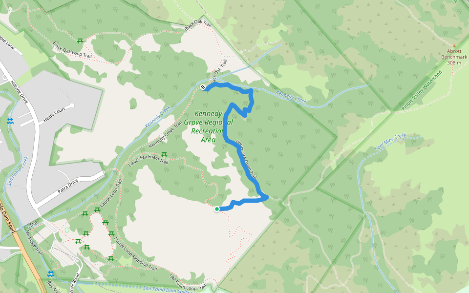 Upper Sea Foam Trail walking route map in El Sobrante