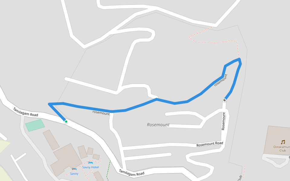 rosemount walking route map in Ooty