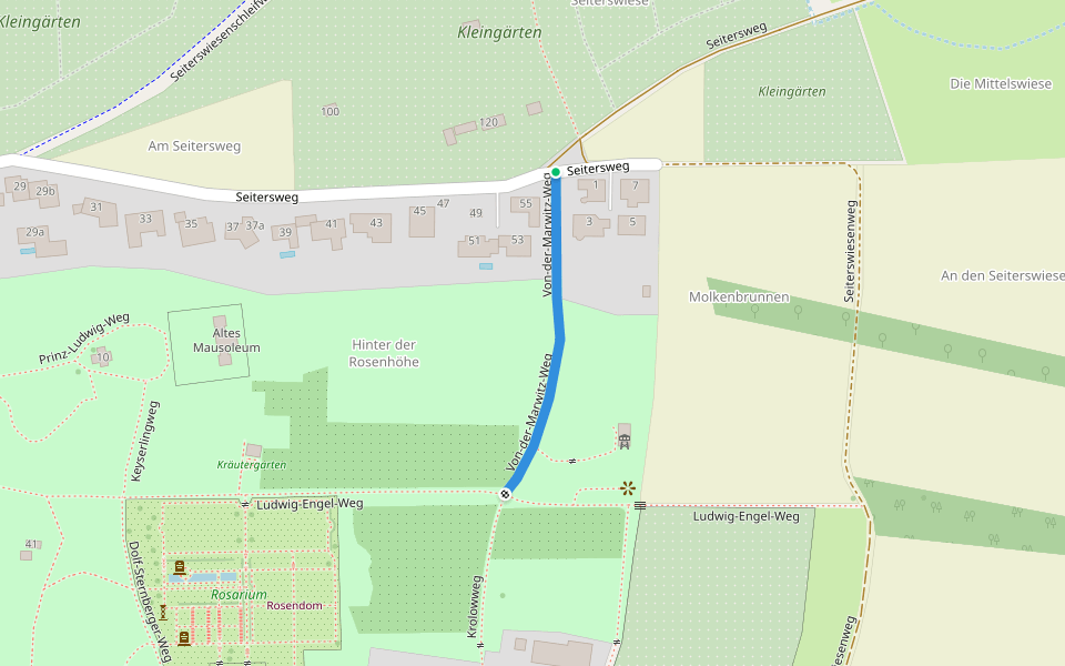 Von-der-Marwitz-Weg walking route map in Darmstadt