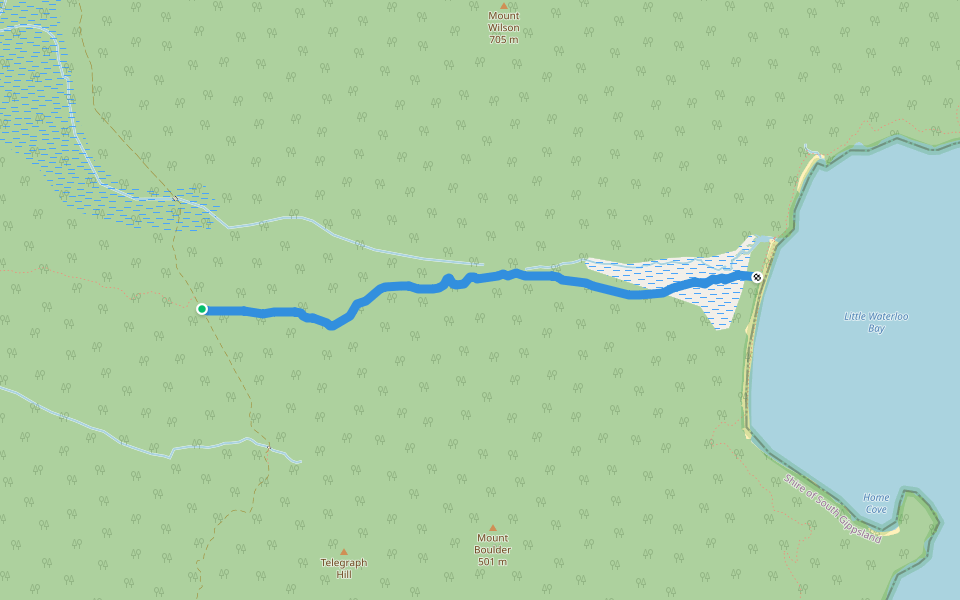 Waterloo Bay Walking Track walking route map in Wilsons Promontory