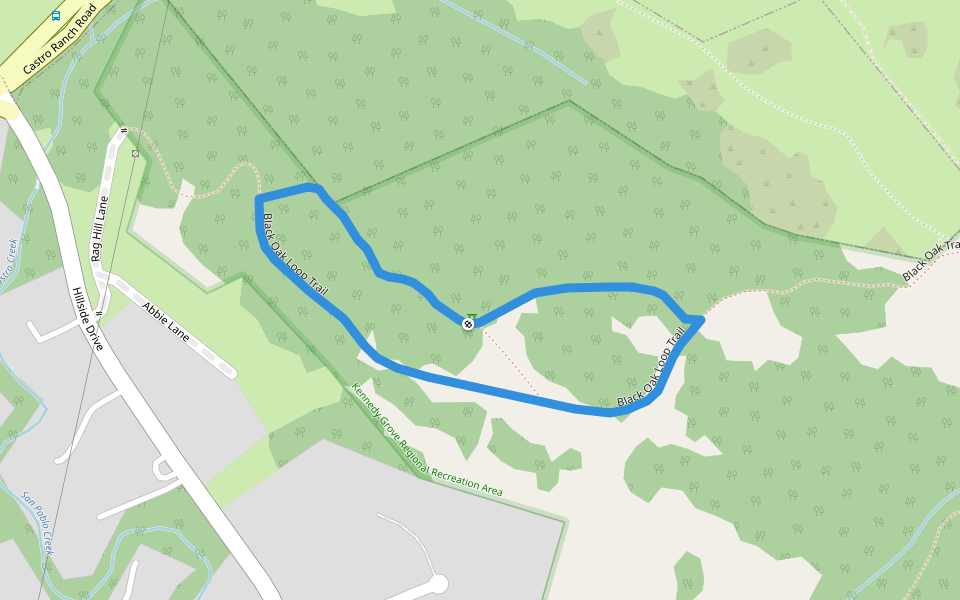 Black Oak Loop Trail walking route map in El Sobrante