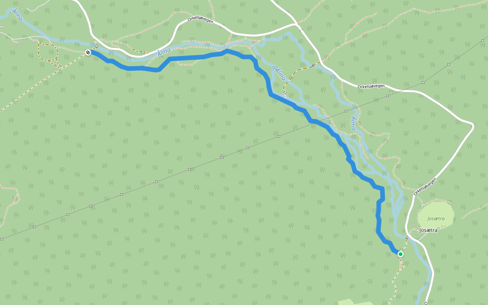 Ålmastien walking route map in Oppdal