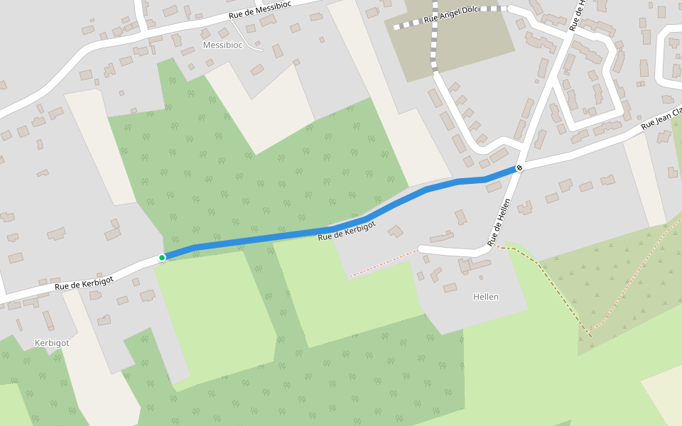 Rue de Kerbigot walking route map in Lanvéoc