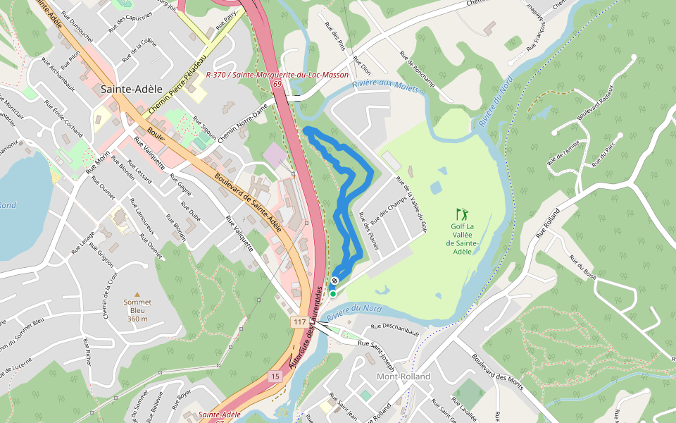 Piste de raquettes du Golf de la Vallée walking route map in Sainte-Adèle