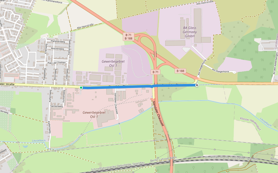 Stendaler Chaussee walking route map in Gardelegen