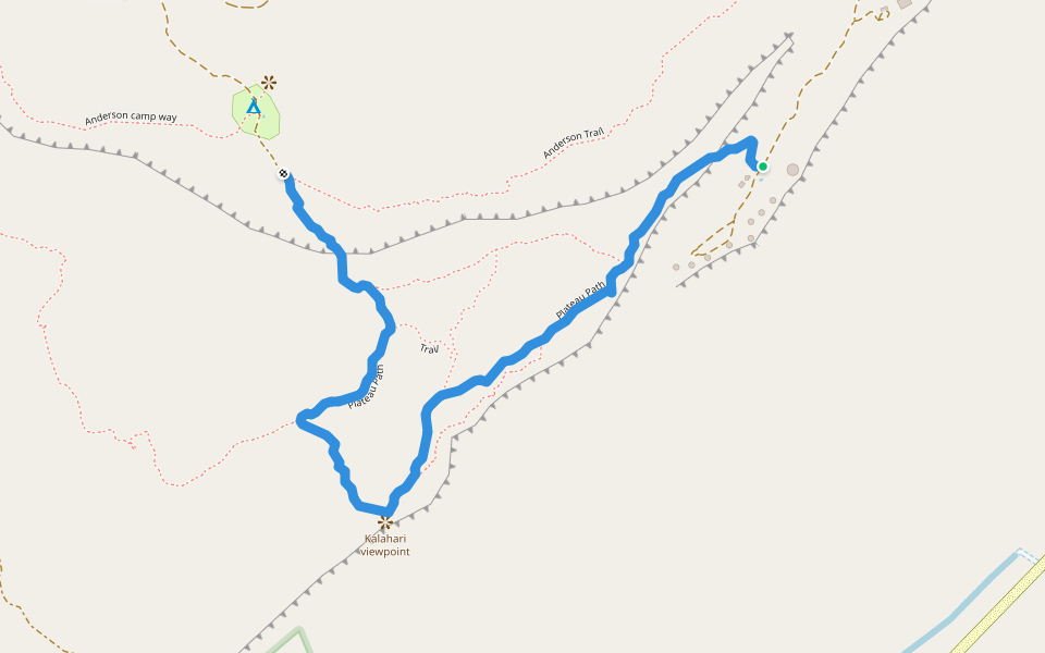 Plateau Path walking route map in Waterberg