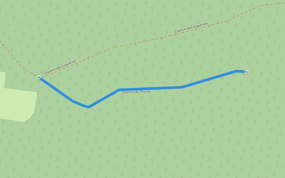 Chemin du Thuron walking route map in Aubarède