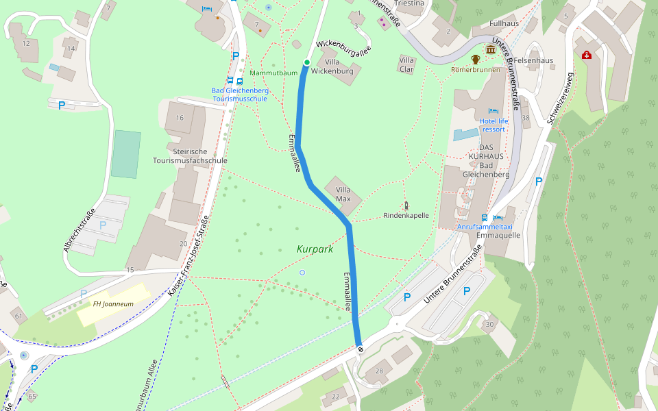 Emmaallee walking route map in Bad Gleichenberg
