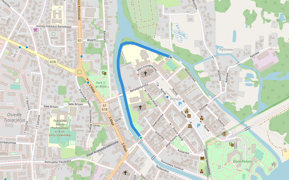 Alejki Wiktora Gomulickiego walking route map in Pułtusk