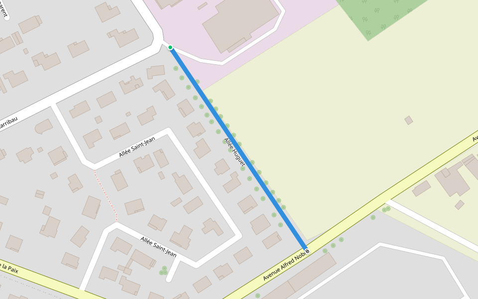 Allée Huguet walking route map in Pau