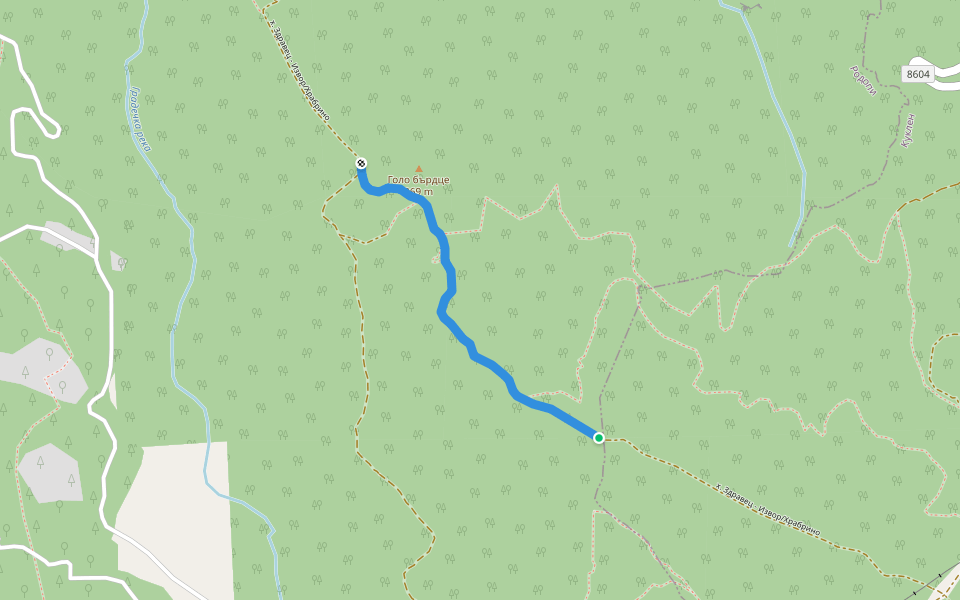 х. Здравец - Извор/Храбрино walking route map in Galabovo