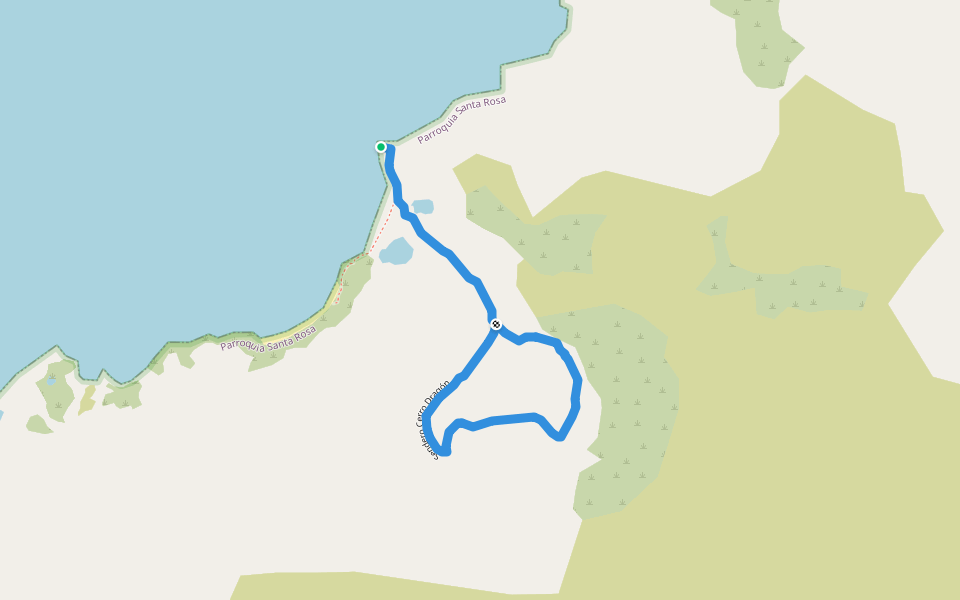 Sendero Cerro Dragón walking route map in Puerto Velazco Ibarra