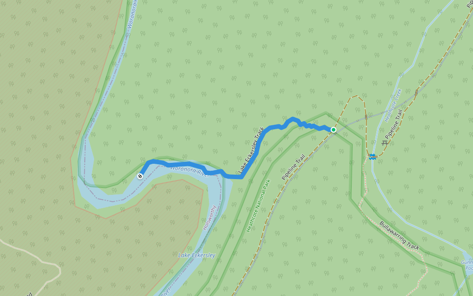 Lake Eckersley Track walking route map in Heathcote