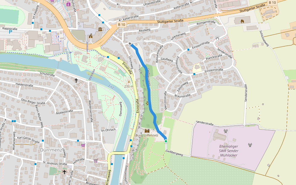 Geißbergweg walking route map in Mühlacker