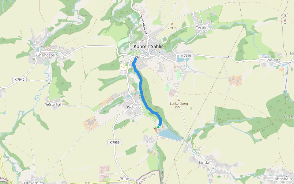 Mausbachweg walking route map in Frohburg