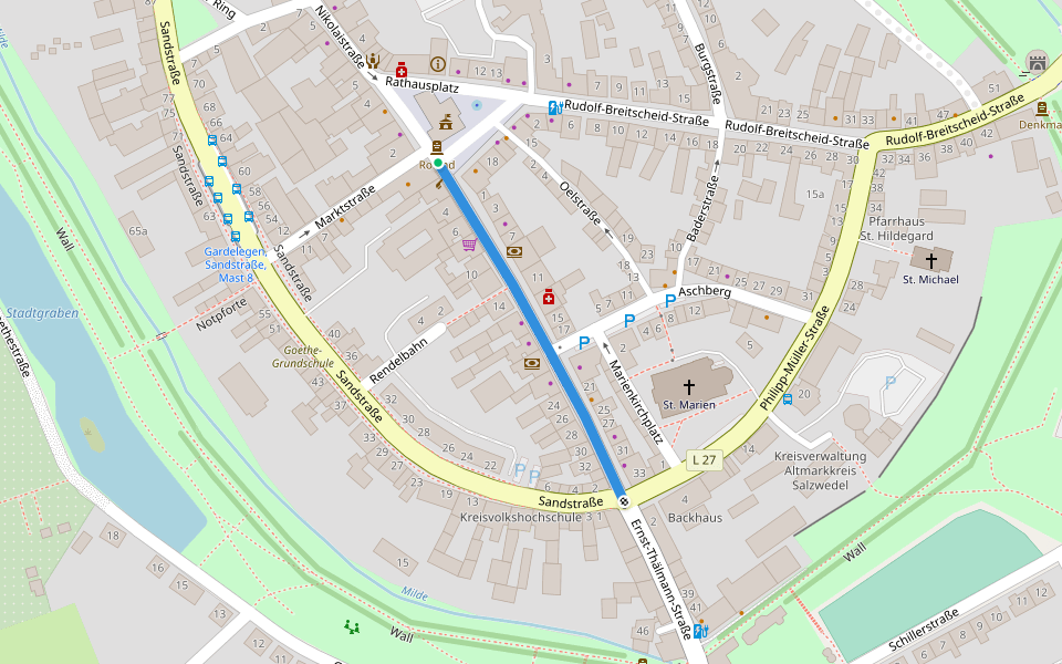 Ernst-Thälmann-Straße walking route map in Gardelegen