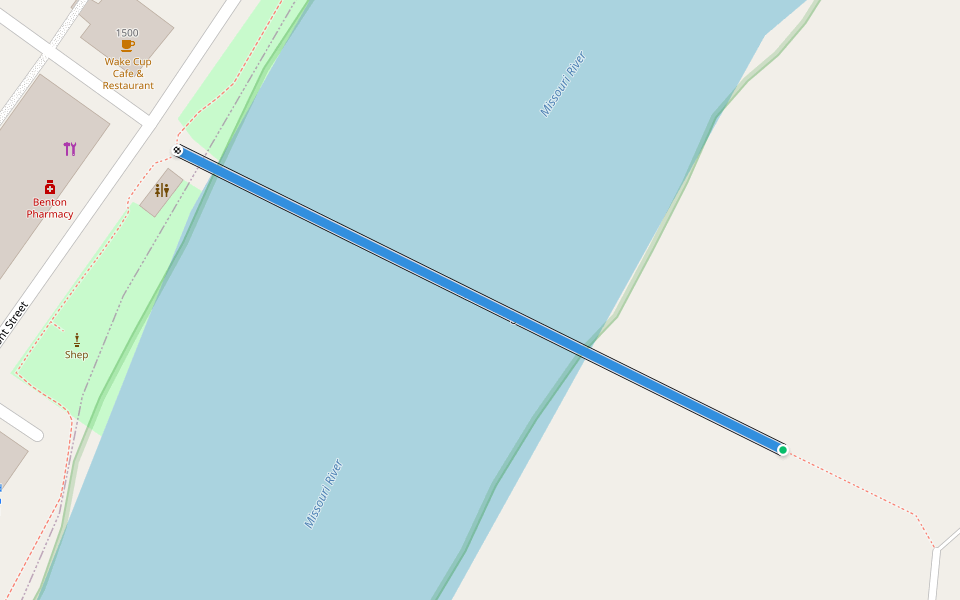 Fort Benton Bridge walking route map in Fort Benton