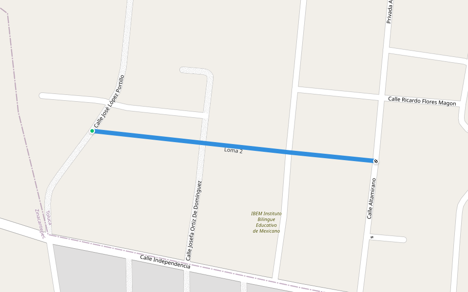 Loma 2 walking route map in San Mateo Oxtotitlán