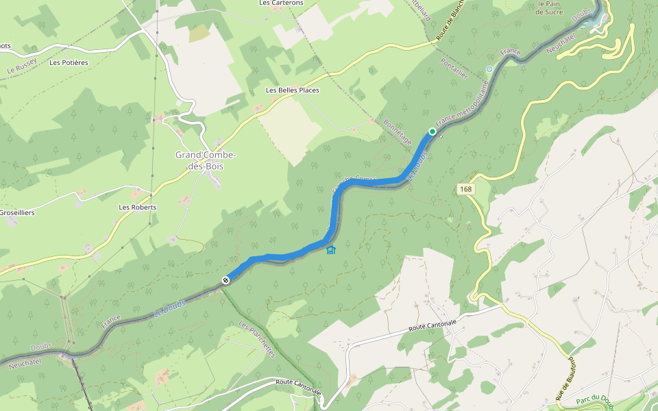 GR5-Grand Traverse de Jura walking route map in Fournet-Blancheroche