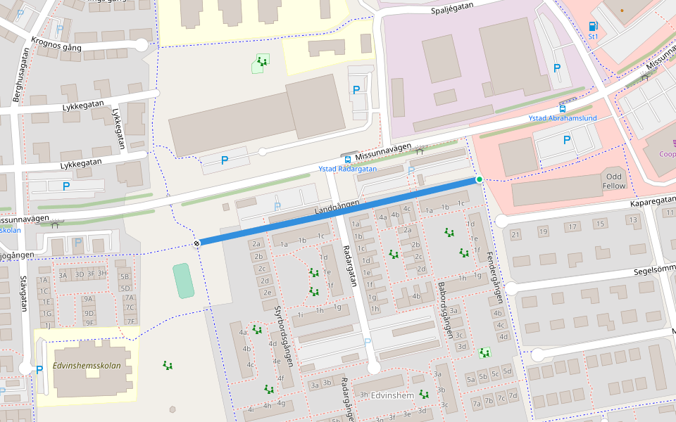 Landgången walking route map in Ystad