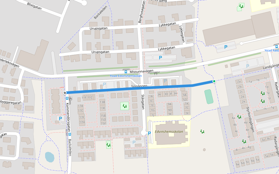 Sjögången walking route map in Ystad