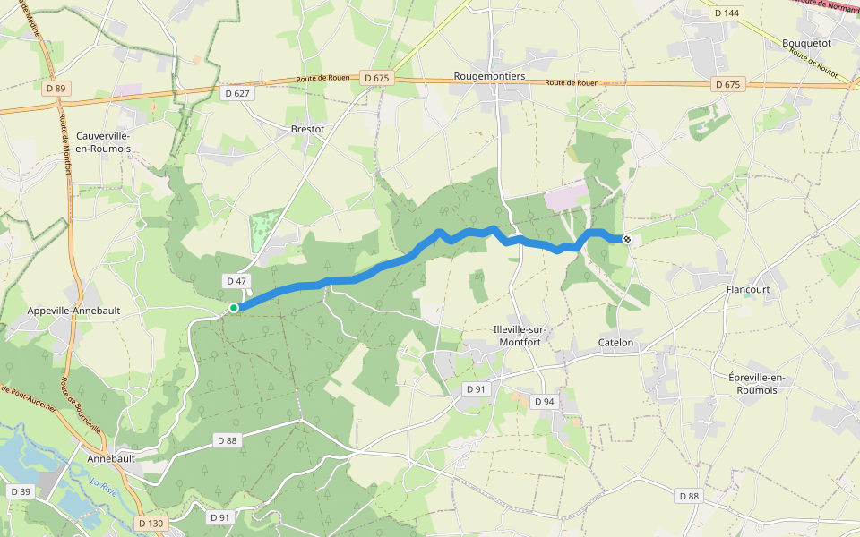 Chemin du Chêne à la Vierge walking route map in Brestot