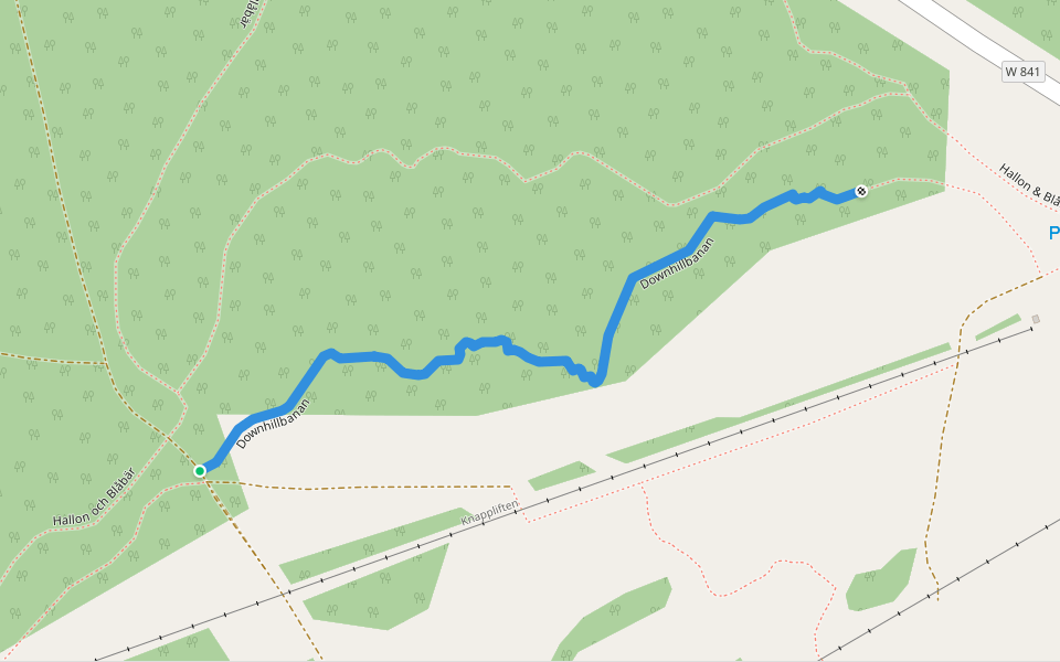 Downhillbanan walking route map in Falun