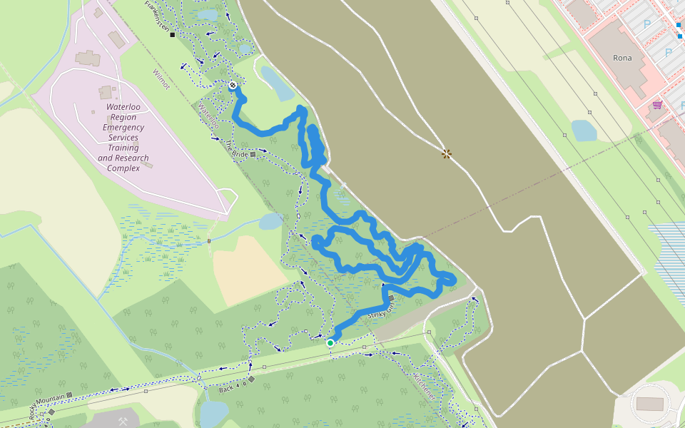 Stinky Girl walking route map in Waterloo