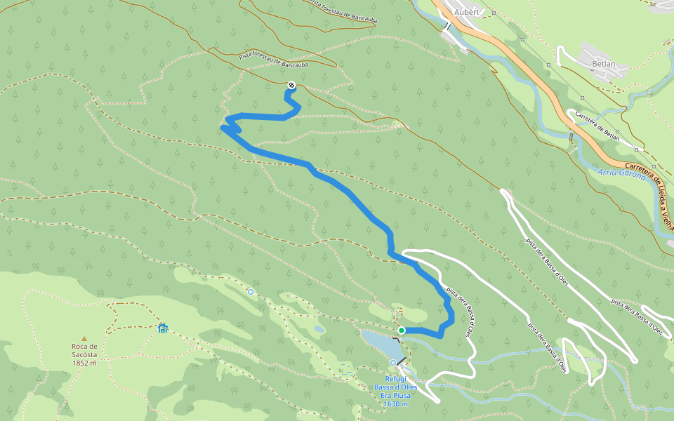 Dh Bassa d´oles blue descent walking route map in Gausac