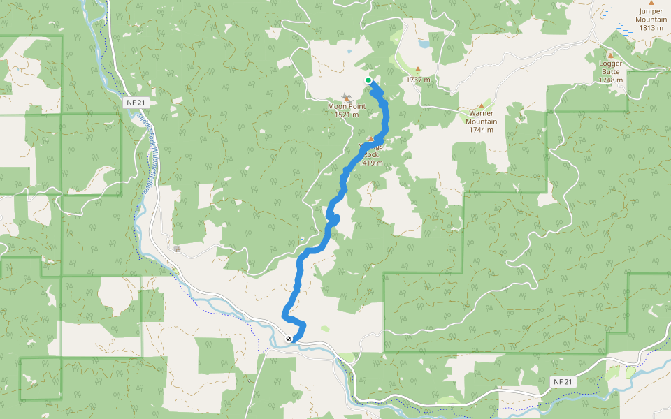Young's Rock Trail #3685 walking route map in Oakridge