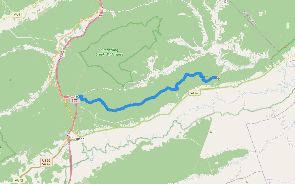 Appalachian Trail walking route map in Bland