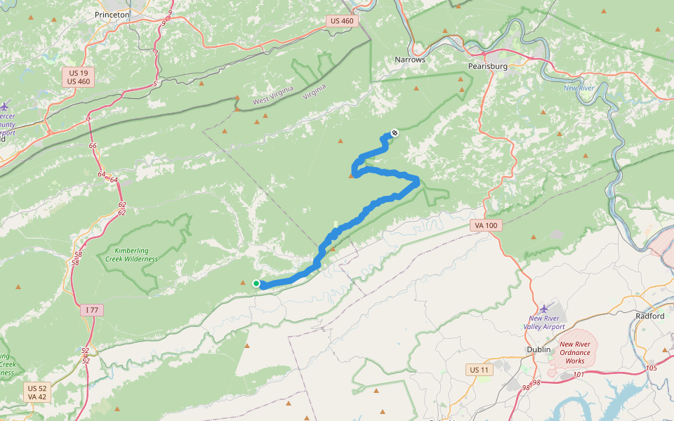Appalachian Trail walking route map in Bland