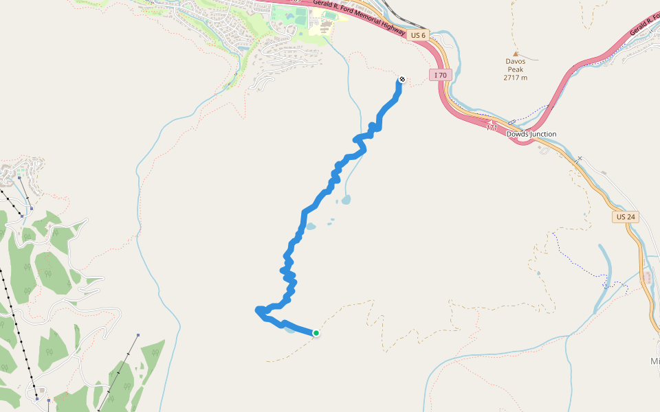 Whiskey creek walking route map in Vail
