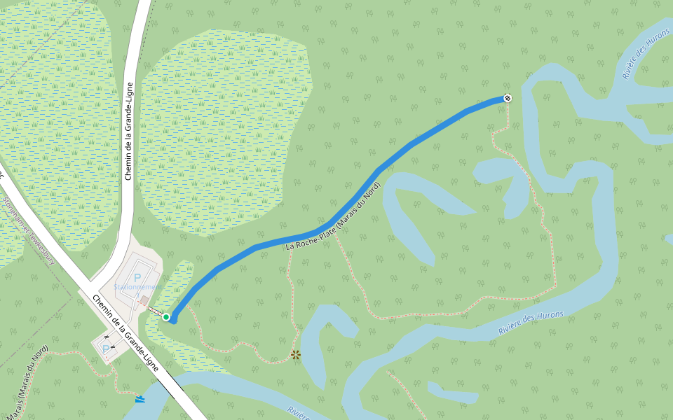 La Roche-Plate (Marais du Nord) walking route map in Lac-Delage