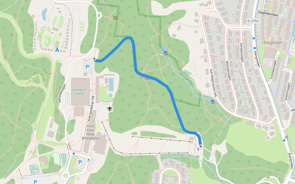 Strupen walking route map in Skövde