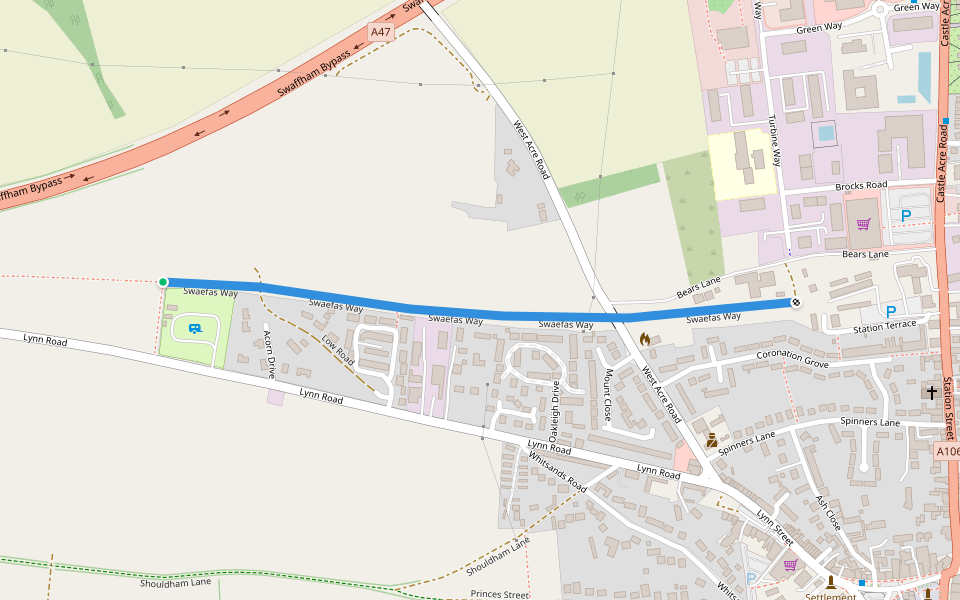 Swaefas Way walking route map in Swaffham