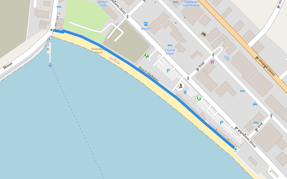 Beach Walkway walking route map in Preah Sihanouk