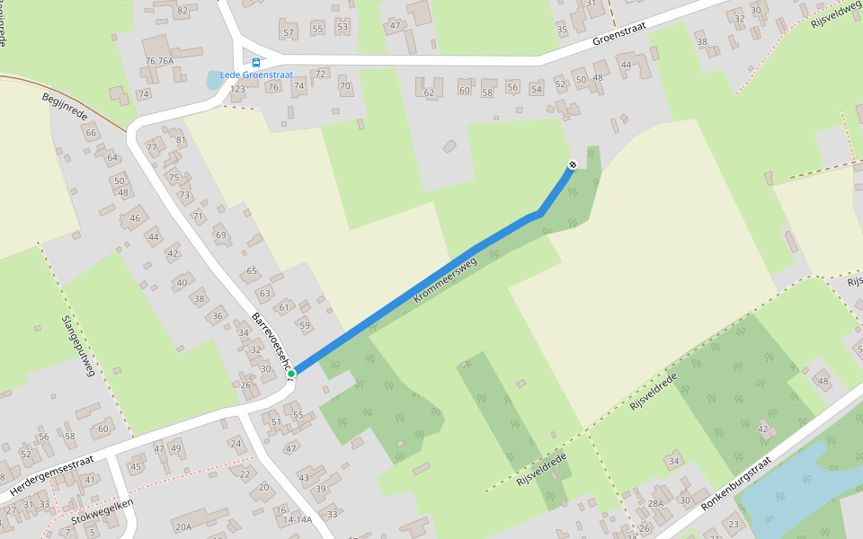 Krommeersweg walking route map in Lede