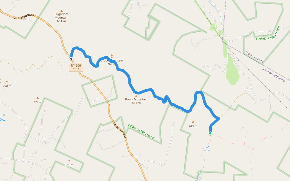 Campbell Mountain Trail walking route map in Roscoe