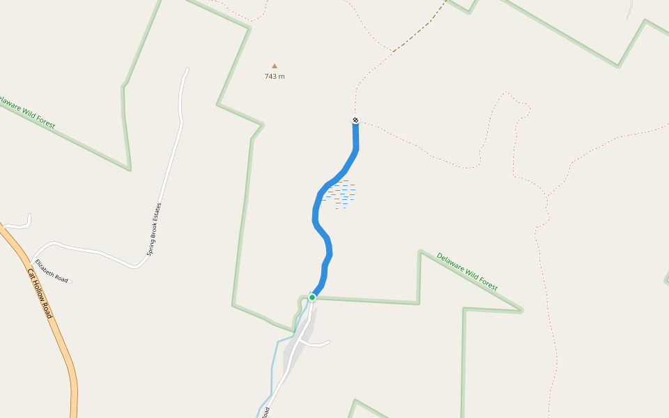 Little Spring Brook Trail walking route map in Roscoe