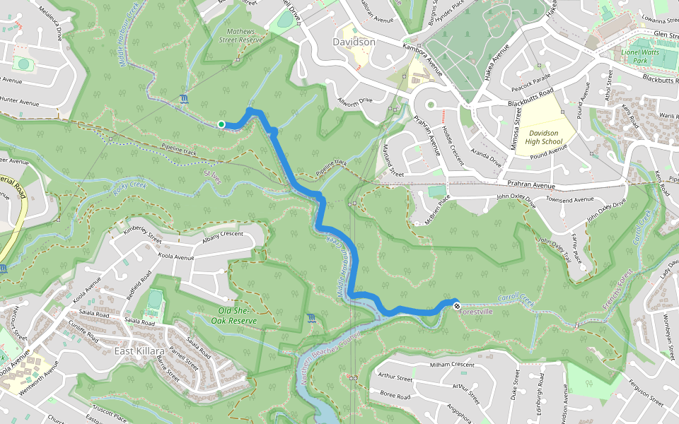 Governor Philip Track walking route map in Saint Ives
