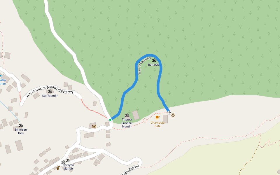 Way to Banarasi walking route map in Bhimeshwor Municipality