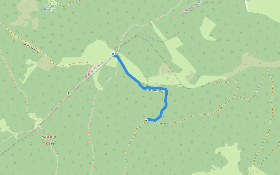 Schüttersteig walking route map in Mieders