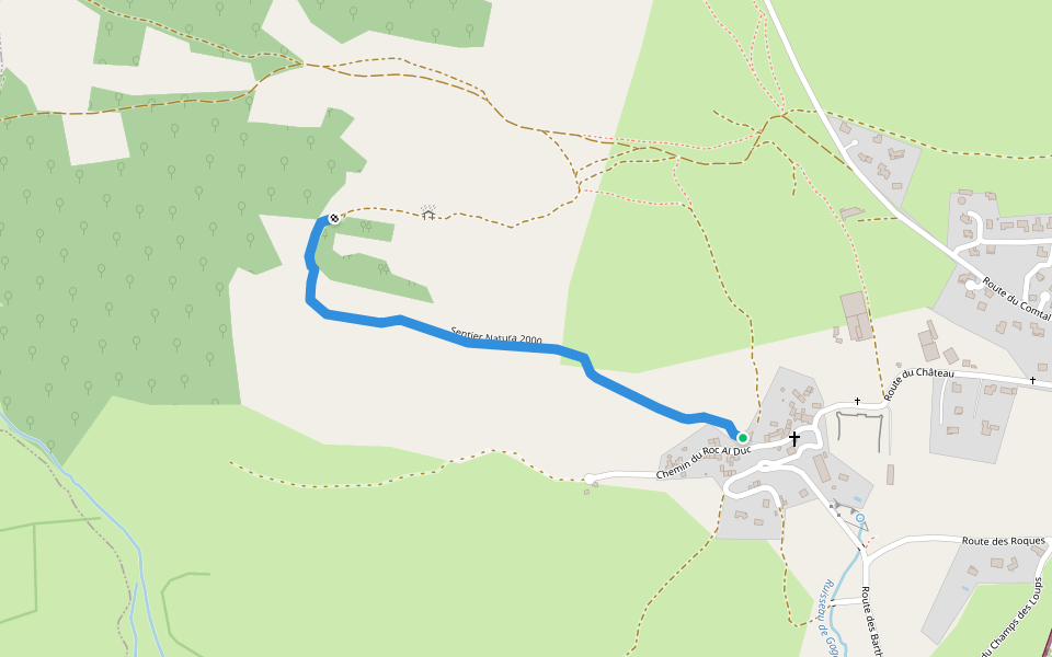 Sentier Natura 2000 walking route map in Montrozier