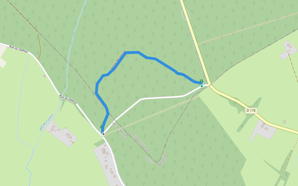 Sentier Botanique walking route map in Arc-et-Senans