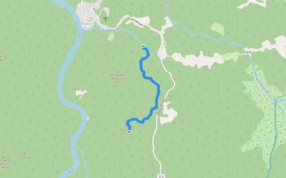 Chemin de la Reine walking route map in Kourou