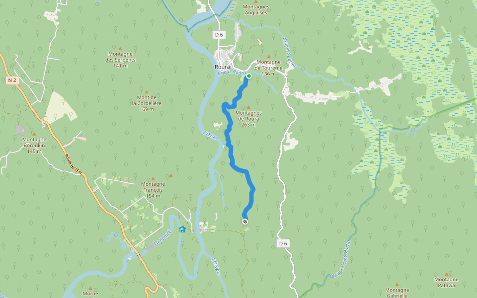 Chemin du Roi walking route map in Roura