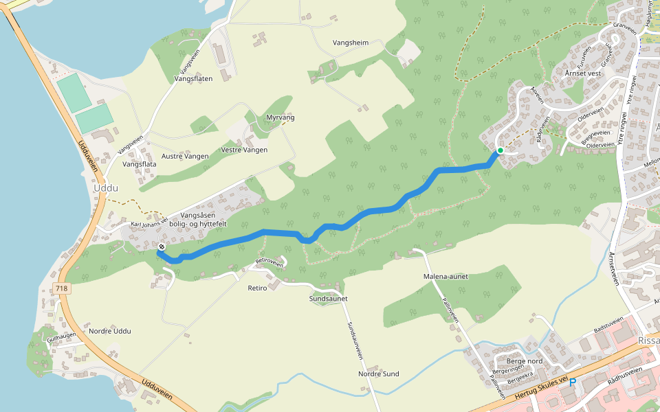 Sundsåsen indre walking route map in Rissa